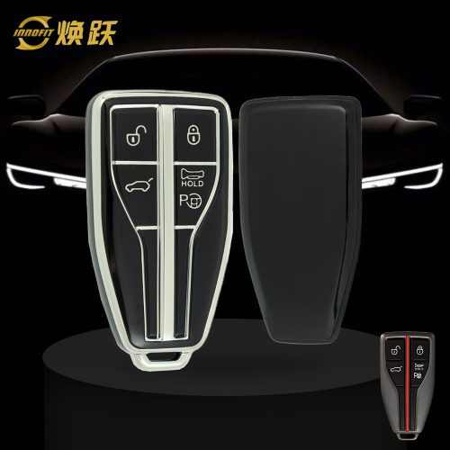 HNA3T1-Black-Silver Plating- Car Key Cover For Hong Qi