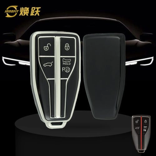 HNA3T1-Black-Silver Plating- Car Key Cover For Hong Qi