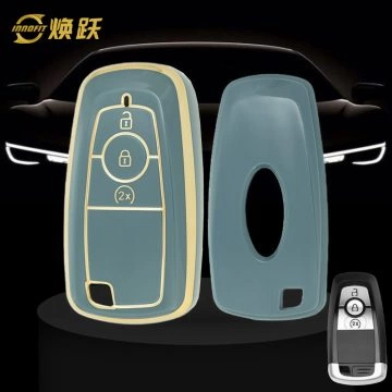 FOB12T1-Granny Grey-Gold Plating- Car Key Cover For Ford
