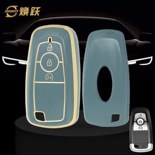 FOB12T1-Granny Grey-Gold Plating- Car Key Cover For Ford