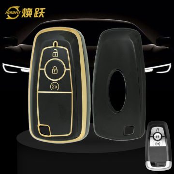 FOB12T1-Black-Gold Plating- Car Key Cover For Ford