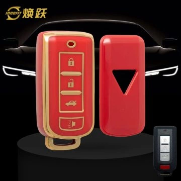 MIA4T1-Red-Gold Plating- Car Key Cover For Mitsubishi
