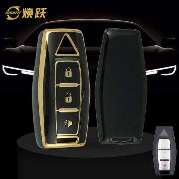 MIF3T1-Black-Gold Plating- Car Key Cover For Mitsubishi