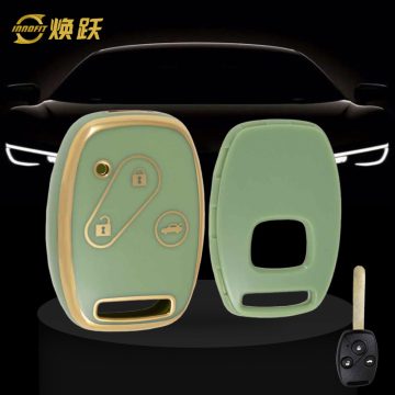 HON1T1-Green-Gold Plating- Car Key Cover For Honda