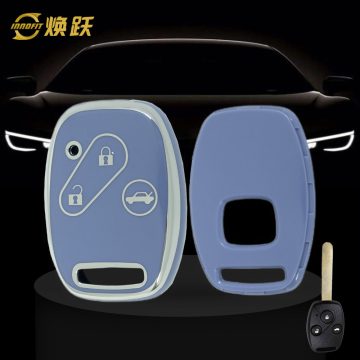 HON1T1-Light Blue-Silver Plating- Car Key Cover For Honda