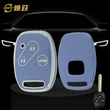 HON1T1-Light Blue-Silver Plating- Car Key Cover For Honda