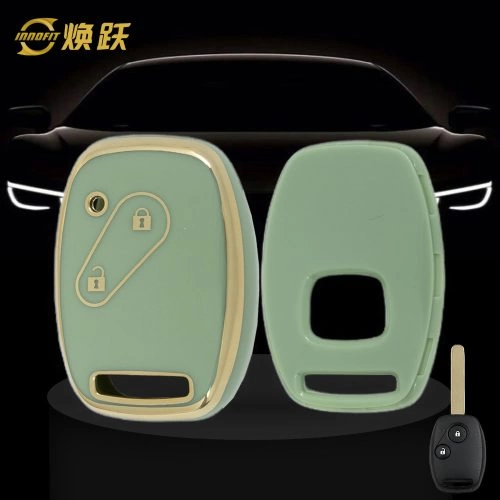 HON2T1-Green-Gold Plating- Car Key Cover For Honda