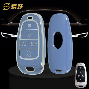 HYE3T1-Light Blue-Silver Plating- Car Key Cover For Hyundai