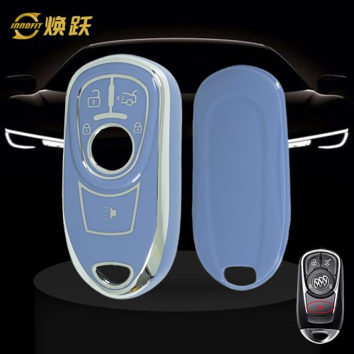 BUA2T1-Light Blue-Silver Plating- Car Key Cover For Buick