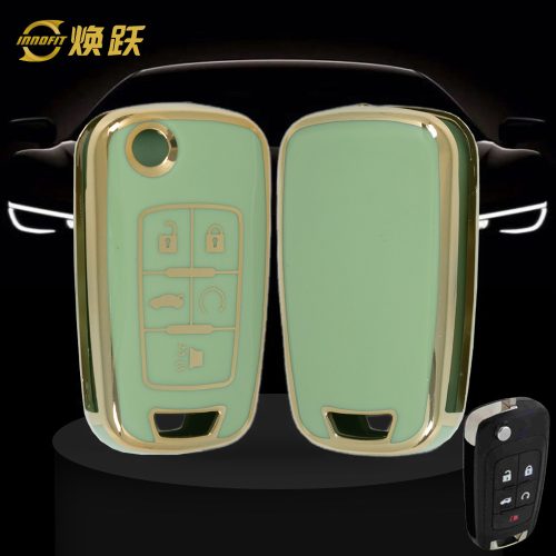 BUE5T1-Green-Gold Plating- Car Key Cover For Buick