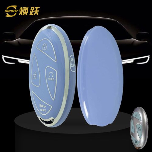 HYK1T1-Light Blue-Silver Plating- Car Key Cover For Hyundai