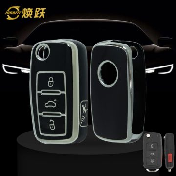 VOB9T1-Black-Silver Plating- Car Key Cover For Volkswagen