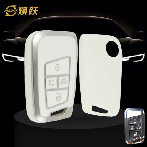 VOD2T1-White-Silver Plating- Car Key Cover For Volkswagen