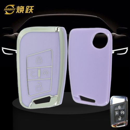 VOD2T1-Purple-Silver Plating- Car Key Cover For Volkswagen