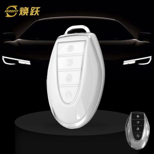GEK1T1-White-Silver Platingg- Car Key Cover For Geely Auto