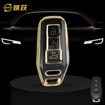 AUK1T1-Black-Gold Plating- Car Key Cover For Audi