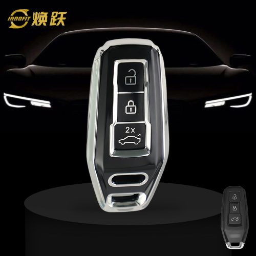 AUK1T1-Black-Silver Plating- Car Key Cover For Audi