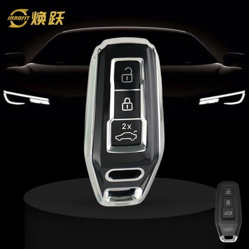 AUK1T1-Black-Silver Plating- Car Key Cover For Audi