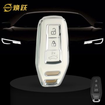 AUK1T1-White-Silver Plating- Car Key Cover For Audi