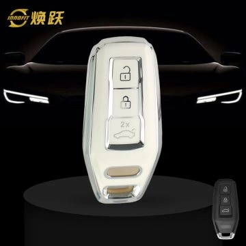 AUK1T1-White-Silver Plating- Car Key Cover For Audi