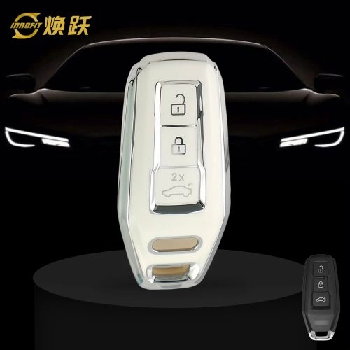 AUK1T1-White-Silver Plating- Car Key Cover For Audi