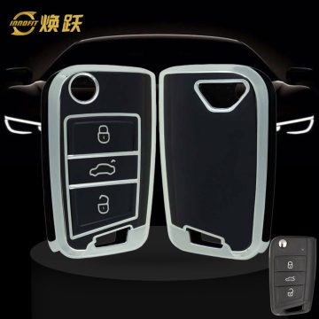 VON1T1-Black-Silver Plating- Car Key Cover For Volkswagen