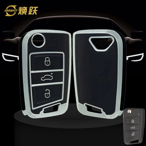 VON1T1-Black-Silver Plating- Car Key Cover For Volkswagen