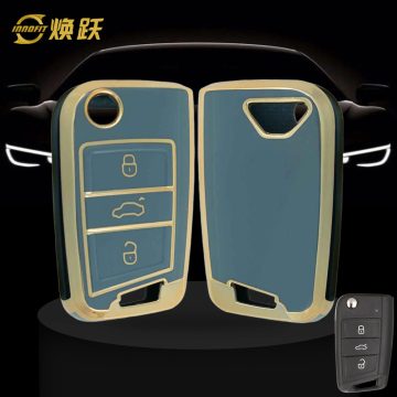 VON1T1-Granny Grey-Gold Plating- Car Key Cover For Volkswagen