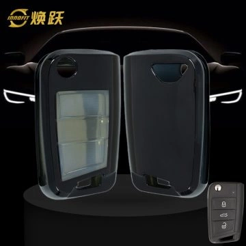 VON1T1-White Transparent Button-Black Plating- Car Key Cover For Volkswagen