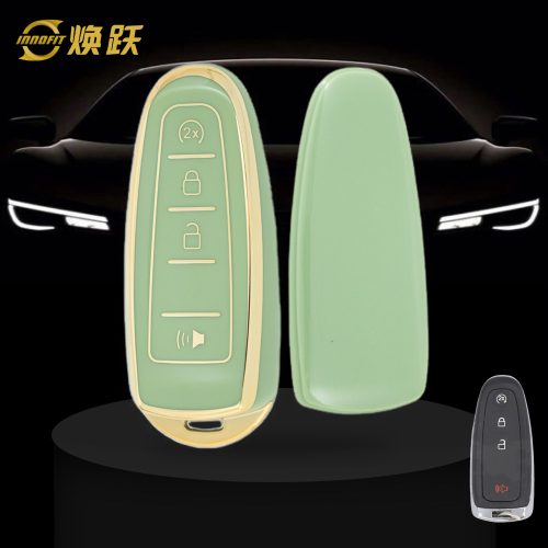 FOJ2T1-Green-Gold Plating- Car Key Cover For Ford LINCOLN