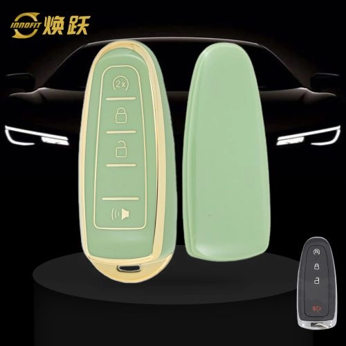 FOJ2T1-Green-Gold Plating- Car Key Cover For Ford LINCOLN