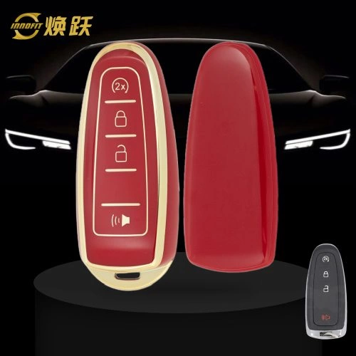 FOJ2T1-Red-Gold Plating- Car Key Cover For Ford LINCOLN