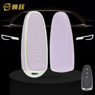 FOJ2T1-Purple-Silver Plating- Car Key Cover For Ford LINCOLN
