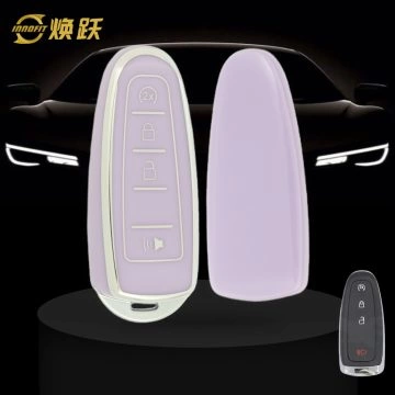 FOJ2T1-Purple-Silver Plating- Car Key Cover For Ford LINCOLN