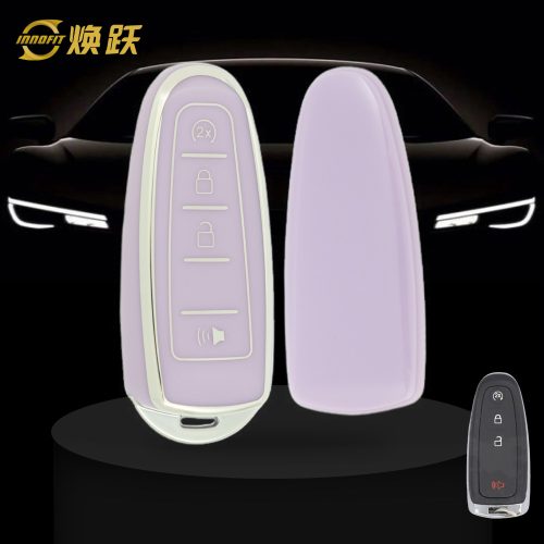 FOJ2T1-Purple-Silver Plating- Car Key Cover For Ford LINCOLN