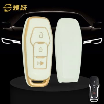 FOU1T1-White-Gold Plating- Car Key Cover For Ford