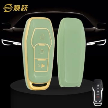 FOU1T1-Green-Gold Plating- Car Key Cover For Ford