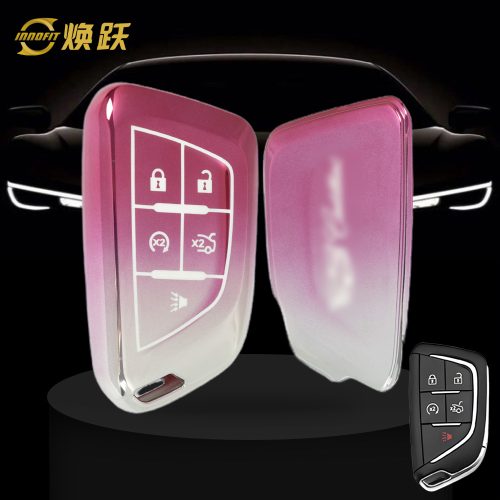 CAB1T1-Gradient Pink- Car Key Cover For Cadillac
