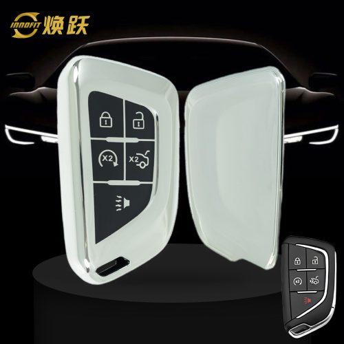 CAB1T1-Black Glue Style-Silver Plating- Car Key Cover For Cadillac