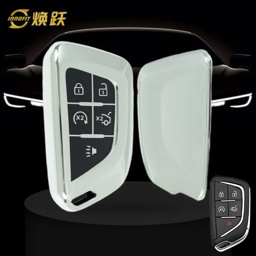 CAB1T1-Black Glue Style-Silver Plating- Car Key Cover For Cadillac