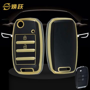 KIE3T1-Black-Gold Plating- Car Key Cover For Kia