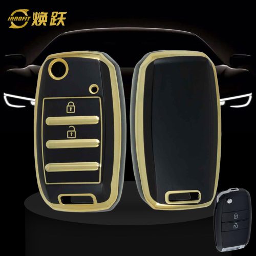 KIE3T1-Black-Gold Plating- Car Key Cover For Kia