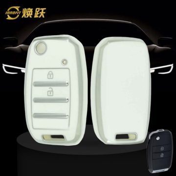 KIE3T1-White-Silver Plating- Car Key Cover For Kia