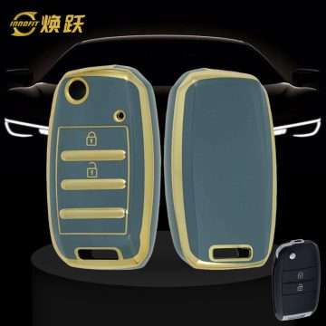 KIE3T1-Granny Grey-Gold Plating- Car Key Cover For Kia