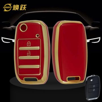 KIE3T1-Red-Gold Plating- Car Key Cover For Kia