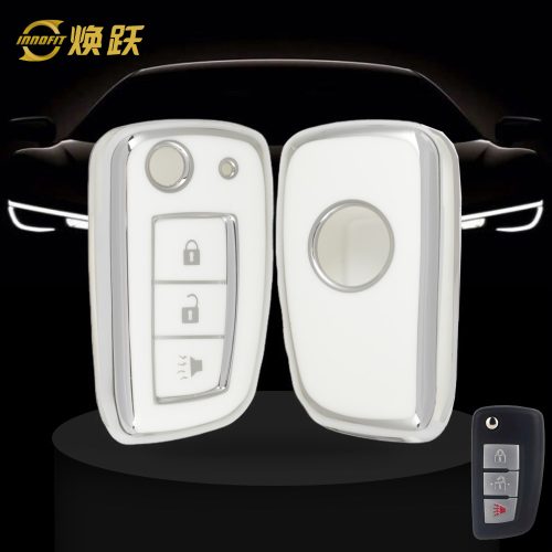 NIC3T1-White-Silver Plating- Car Key Cover For Nissan