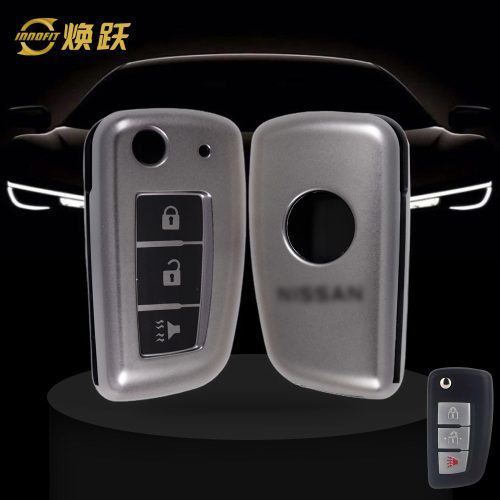 NIC3T1-Black-Metal Gray Plating- Car Key Cover For Nissan