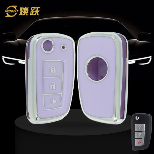 NIC3T1-Purple-Silver Plating- Car Key Cover For Nissan