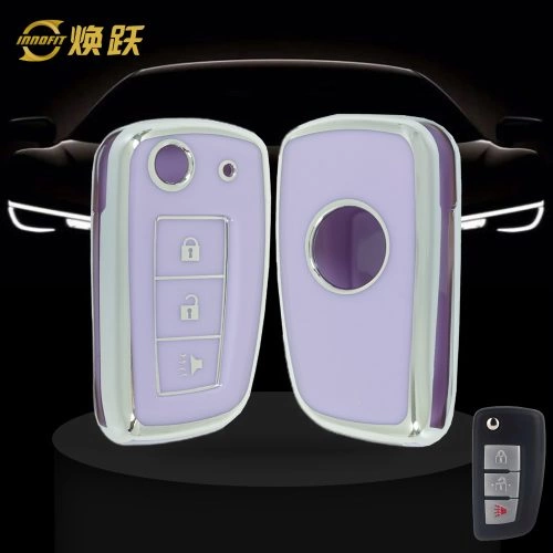 NIC3T1-Purple-Silver Plating- Car Key Cover For Nissan
