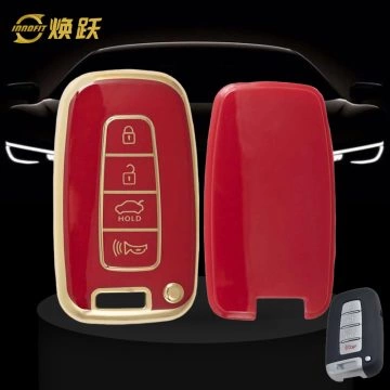 HYC2T1-Red-Gold Plating- Car Key Cover For Hyundai Kia
